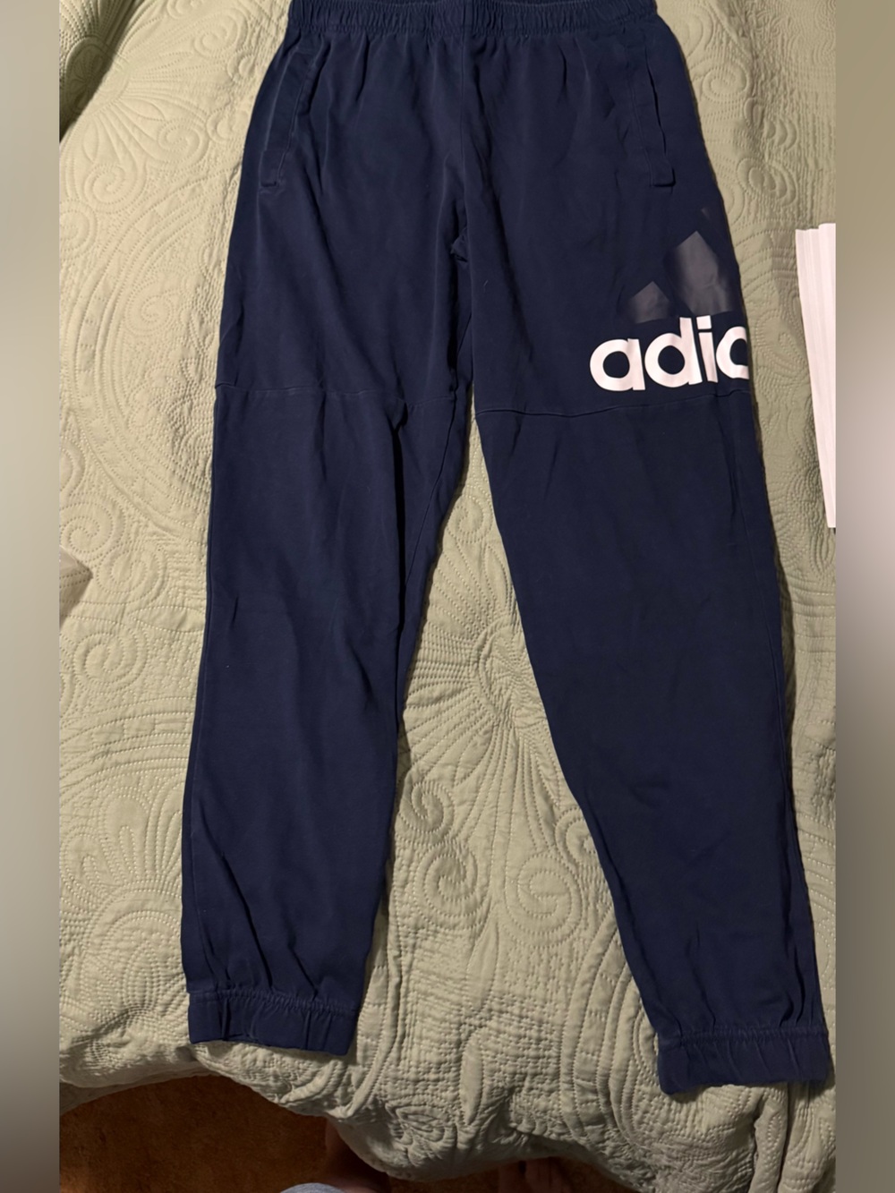 adidas Navy Blue Men's Jogger Sweatpants with White Logo